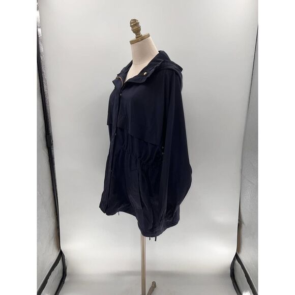 Athleta Navy Blue Hooded Zip Up Pocketed Trench Jacket- S/M - Picture 15 of 15